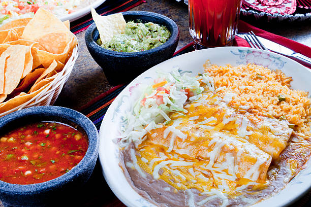istock Chimichanga, salsa and guacamole 471426247
