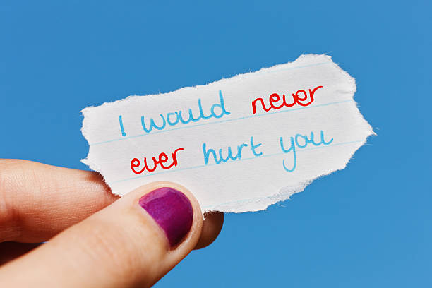 istock I would never ever hurt you says hand-drawn message 471427557