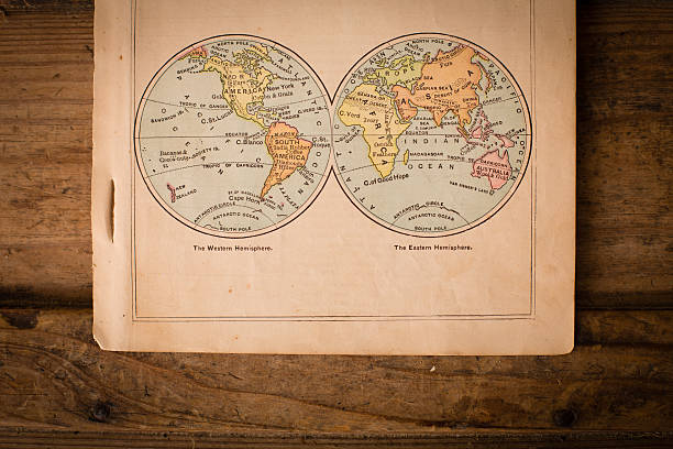 istock 1867, Old, Color Map of Western and Eastern Hemispheres 471432003