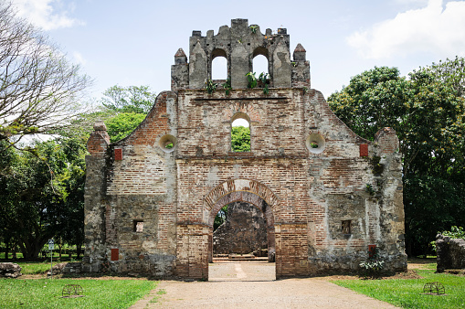 Located in the town of Ujarras, Costa Rica are the ruins of the colonial catholic church \