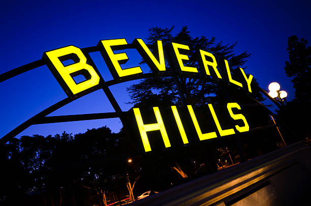 istock Beverly Hills sign lit up at night 471433069