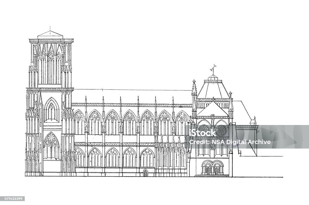 Strasbourg 大��聖堂、フランス/アンティークなイラスト - ストラスブール大聖堂のロイヤリティフリーストックイラストレーション