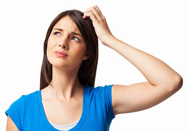 istock Woman Scratching Head - Isolated 471433477