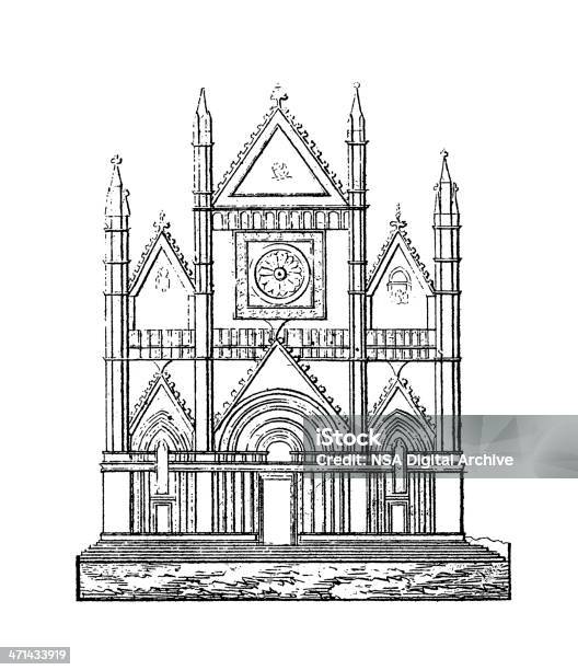 Orvieto Cathédrale Italie Lancienne Architecture Illustrations Vecteurs libres de droits et plus d'images vectorielles de Ombrie