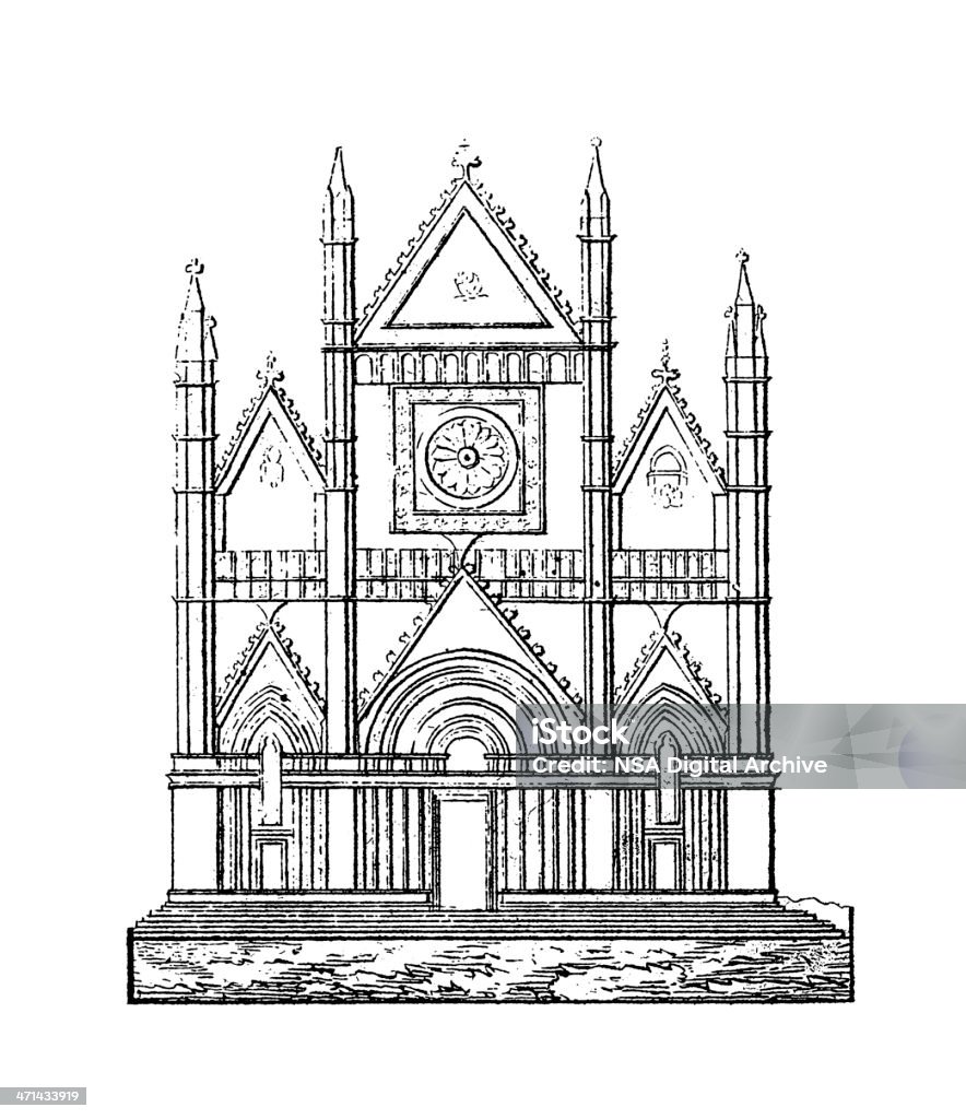 Catedral de Orvieto, Itália/arquitetura antiga ilustrações - Ilustração de Orvieto royalty-free