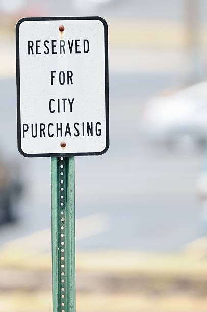 istock Reserved for city purchasing parking sign 471435843