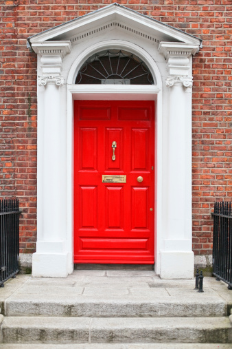 Residential Front Door Of A Georgian House In Dublin