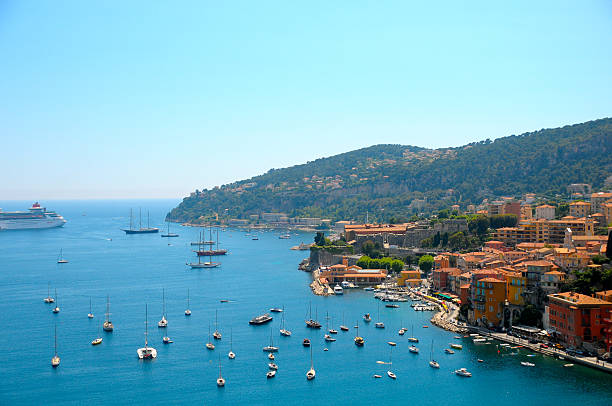 The seaside town of Villefranche-sur-Mer on the French Riviera stock photo