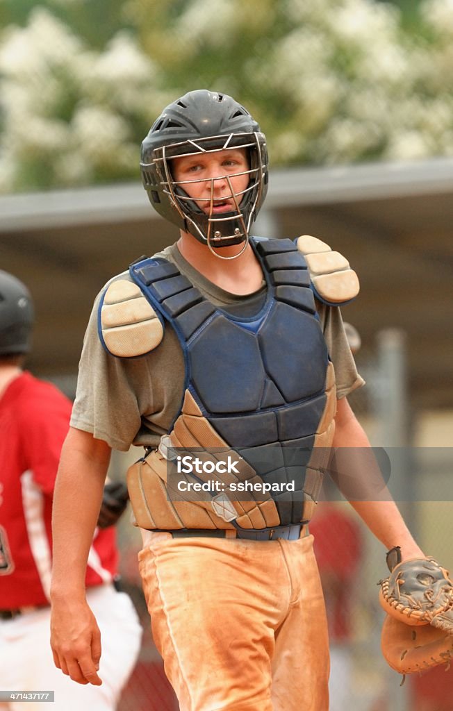 Baseball catcher na Roupa Desportiva de Protecção - Royalty-free Adulto Foto de stock