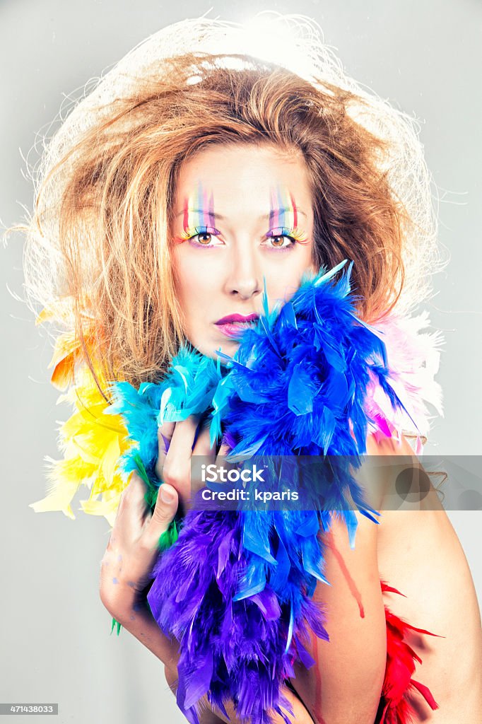 Garota do arco-íris de pintura - Foto de stock de 20 Anos royalty-free