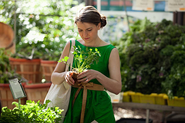 Shopping a Farmer's Market stock photo