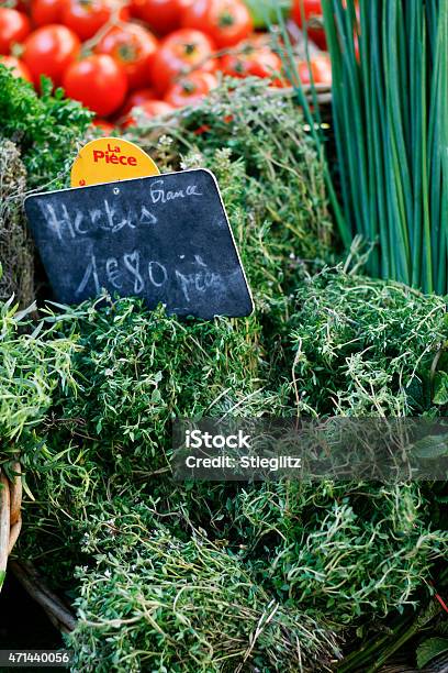 Farmers Market Herbs In Paris Stock Photo - Download Image Now - Bundle, Capital Cities, Day