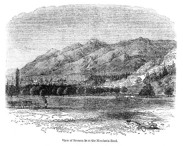 istock Turkey Bursa Broussa, Mondania Road from 1867 journal 471441593