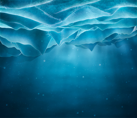 Underwater scene under the arctic ice. 3D renderd with HDRI lightening and high detaild.