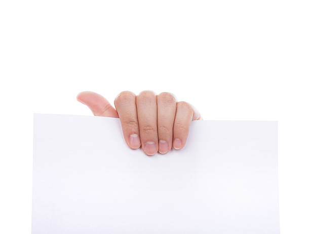istock Woman hand holding white empty paper 471442207