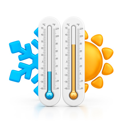 Thermometer with minus temperatures in snow in winter