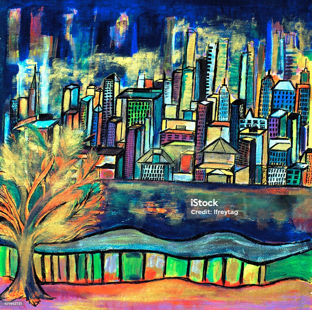 Оригинальные живопись, "Manhattan", Acrylic На Холсте - Стоковые иллюстрации Нью-Йорк роялти-фри