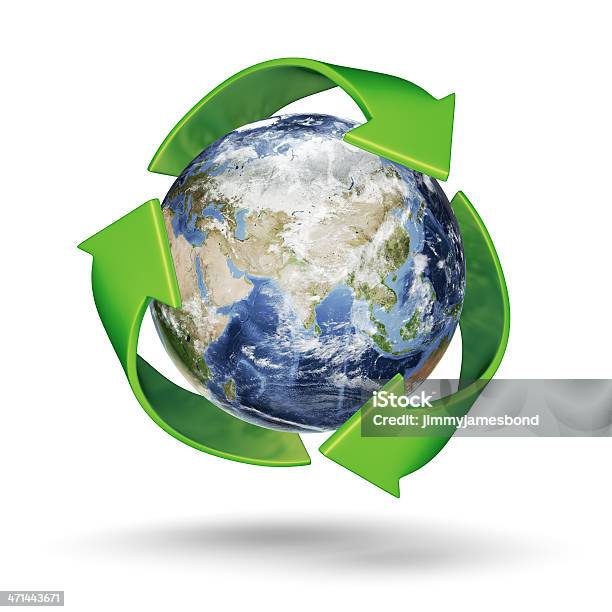 リサイクルアース東半球 - 環境保護のストックフォトや画像を多数ご用意 - 環境保護, 矢印, 緑色