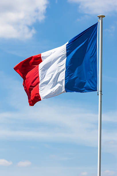 French flag The National Flag of France. It's three vertical stripes represent liberty, equality and fraternity - the ideals of the French Revolution. french flag photos stock pictures, royalty-free photos & images