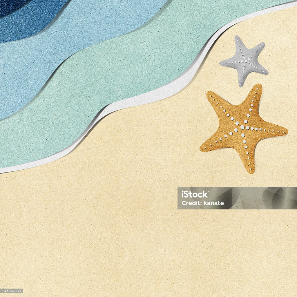 Estrela-do-mar em praia de fundo papercraft reciclado - Royalty-free Arte Ilustração de stock