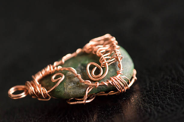 istock Wire wrapped pendant against a dark background close up 471445648