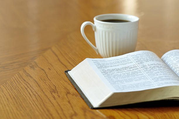 Bible and Coffee Cup stock photo