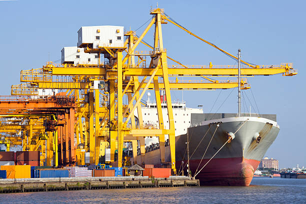 istock Cargo industrial ship at Port 471448337
