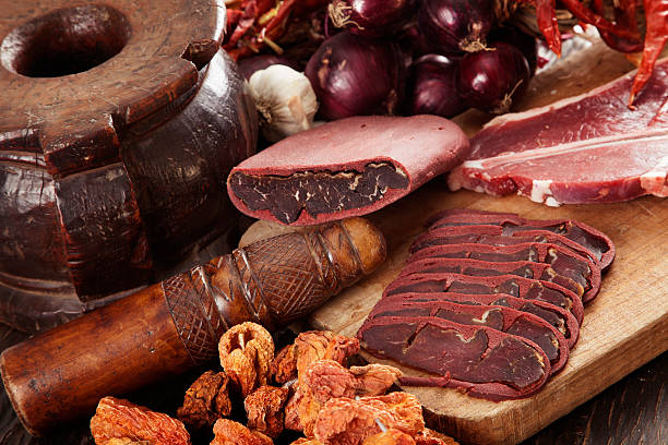 istock Raw fillet steak and bacon slices 471449347
