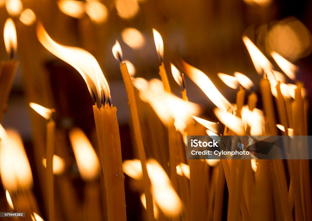 Church candles Church candles with a background bokeh at Easter. 2015 Stock Photo