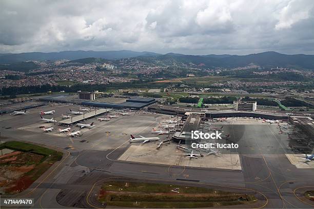 Aerial View Of Gru Airport Stock Photo - Download Image Now - Airport, Guarulhos International Airport, Brazil