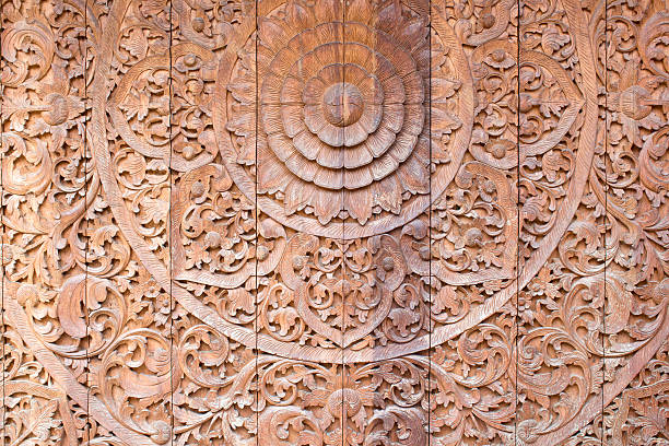 istock Thai Traditional handmade wooden wall (woodcraft) 471449484