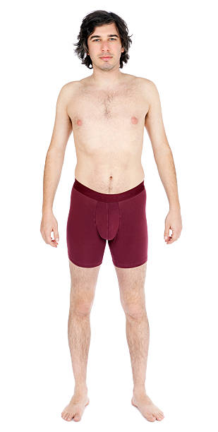 격리됨에 scrawny 백인종 착용하는 성인 남성 속옷 - underwear men mens underpants male 뉴스 사진 이미지