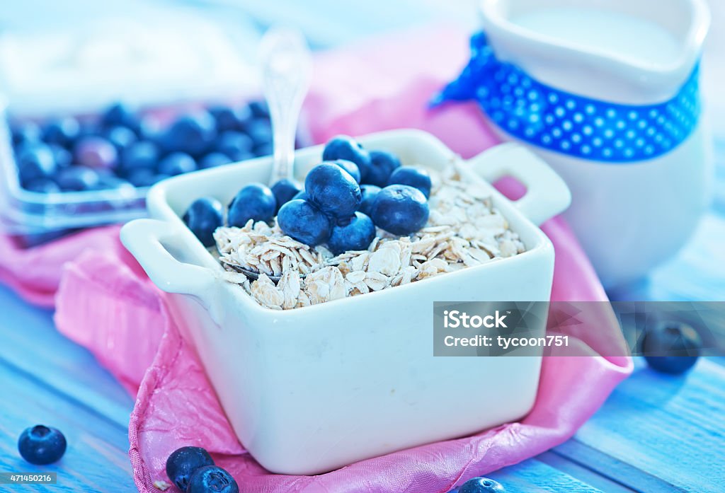 oat flakes oat flakes with blueberry in the bowl 2015 Stock Photo