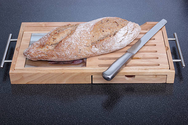 Bread and board stock photo
