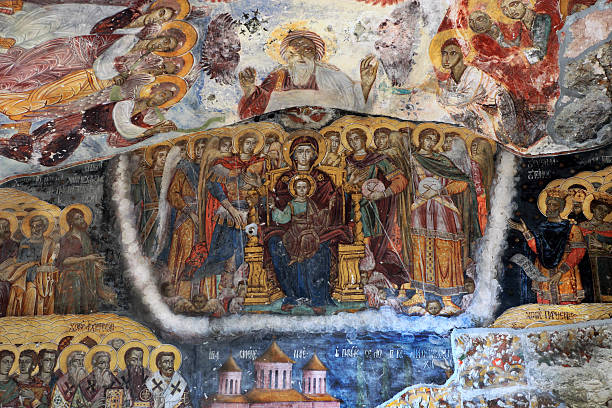 icona от sumela монастырь - church indoors inside of monastery стоковые фото и изображения