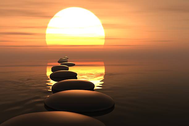 istock Zen path of stones in sunset 471451513