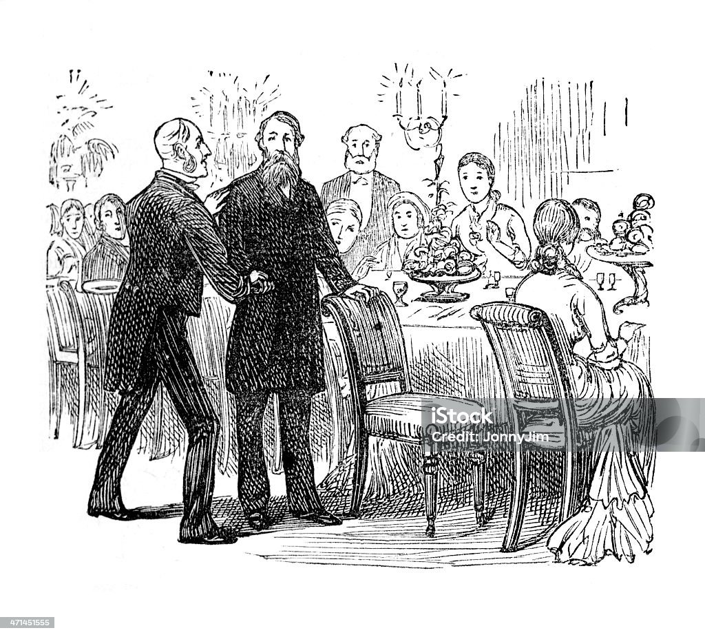 Tomar o seu lugar na mesa de jantar de 1880 journal - Ilustração de Adulto royalty-free