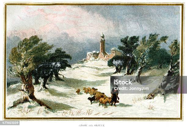 雪の冬の Olivet エルサレムから 1880 ジュルナル - 19世紀風のベクターアート素材や画像を多数ご用意 - 19世紀風, エルサレム, オリーブ山
