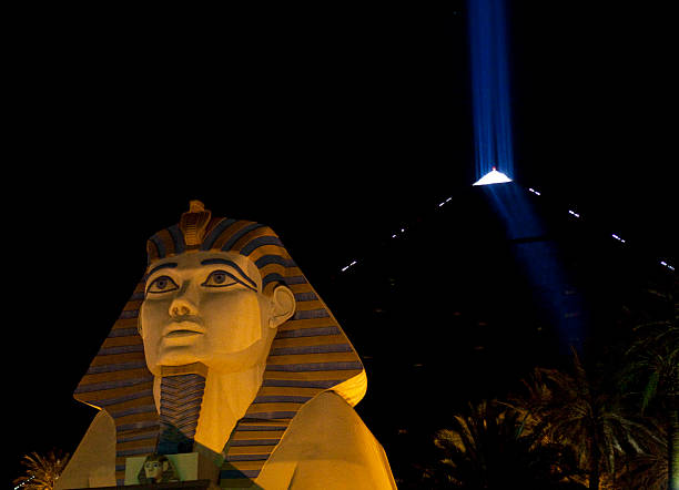 Luxor Hotel and Casino Nighttime Las Vegas, Nevada, United States - May 14, 2012. The Luxor hotel and casino on the Las Vegas Strip. The Las Vegas strip is home to most of the world's largest hotels and casinos. las vegas metropolitan area luxor luxor hotel pyramid stock pictures, royalty-free photos & images