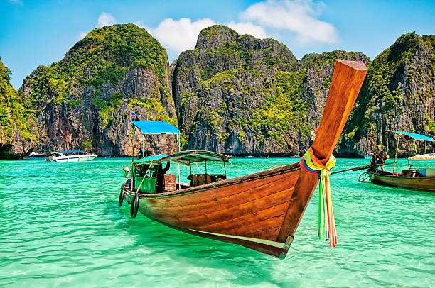 istock Longtail Wooden Boat at Maya Bay, Thailand 471452525