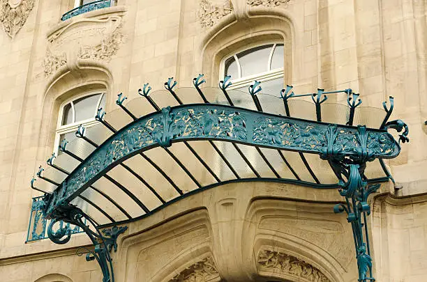 Blue glass canopy - art nouveau in Nancy, France.
