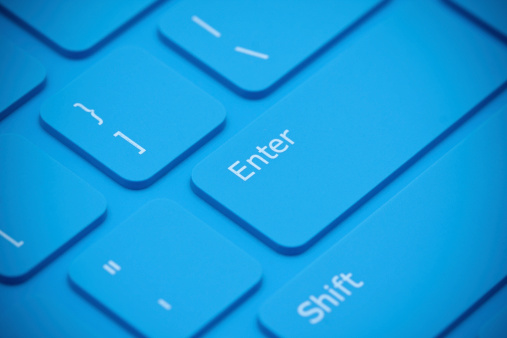 Blue keyboard close-up
