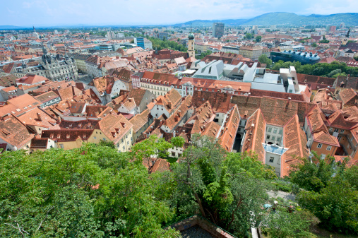 A panoramic view of the old town from the Grazer Schloßberg