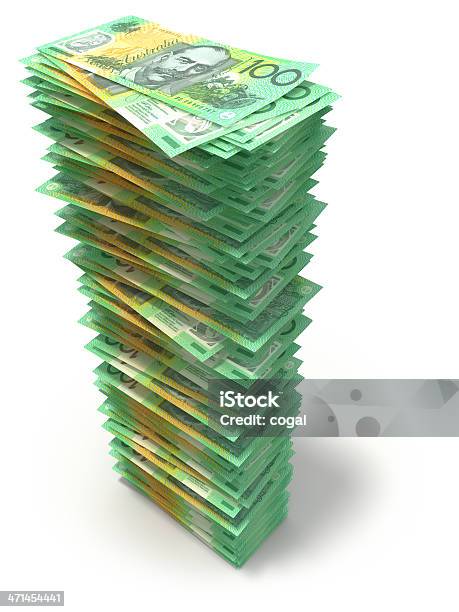 Pila Di Dollari Australiani - Fotografie stock e altre immagini di Australia - Australia, Valuta, Sfondo bianco