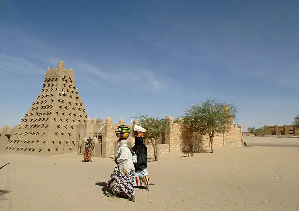 A typical scene in the legendary desert city of Timbuktu.