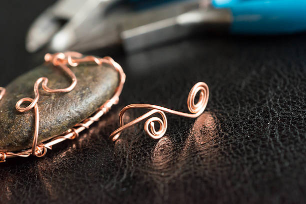 istock Fragment from a copper wire and wire wrapped pendant 471456680