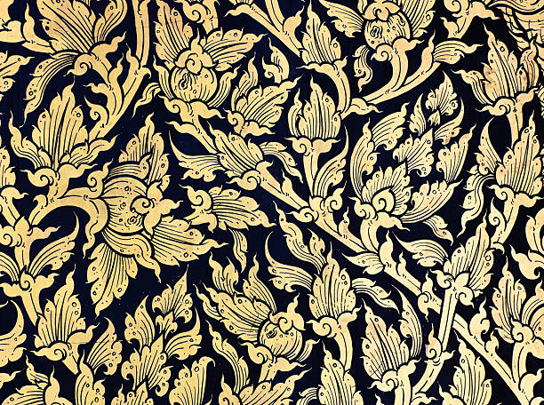 istock Native Thai painting on temple door, Thailand 471456857