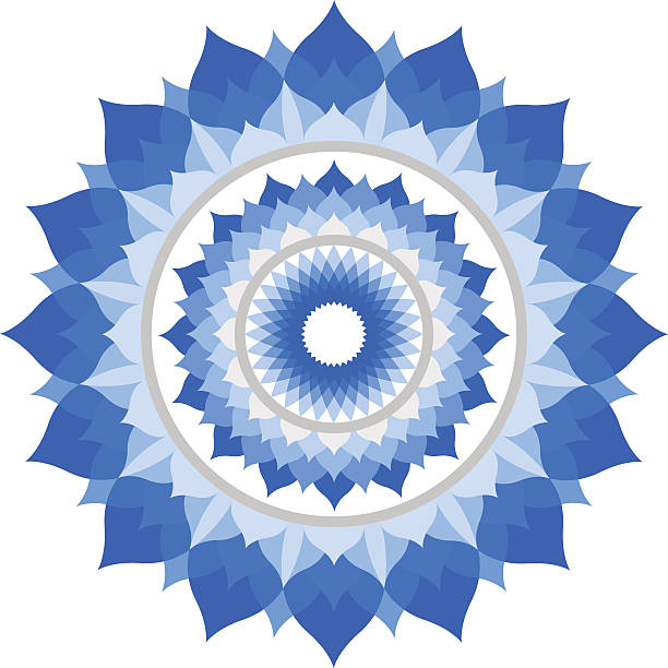 abstrakt blau mandala von vishuddha chakra-vektor - design abstract petal asia stock-grafiken, -clipart, -cartoons und -symbole