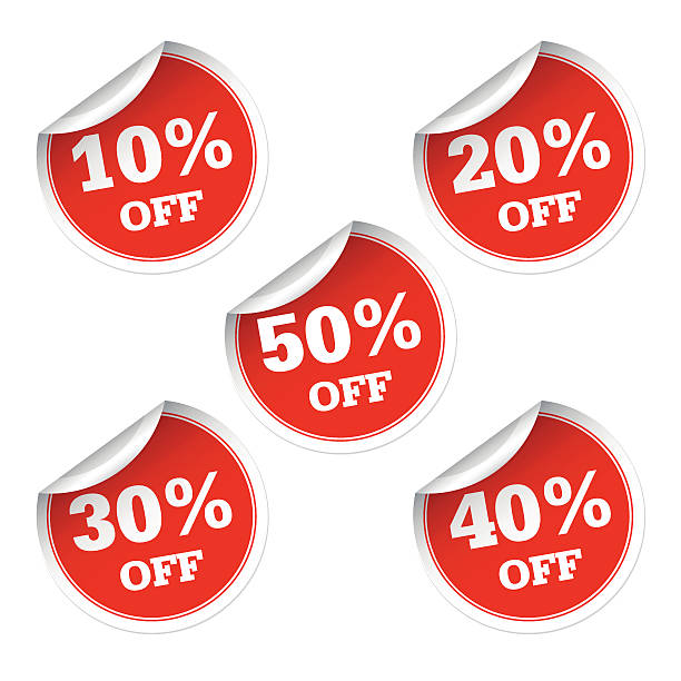 10, 20, 30, 40, 50 % off red vector sticker red vector stickers and design elments 40 off stock illustrations