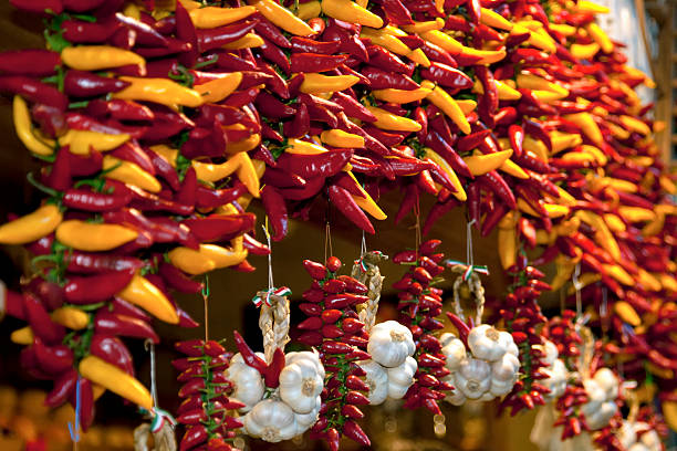 Pepper and garlic at the Nagycsarnok Market in Budapest